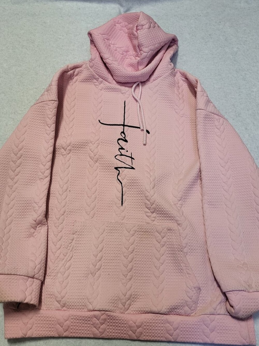 Faith Women's Hoodie Pink Sweatshirt. Double Sided "Jesus has my back" on back.